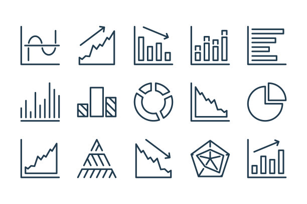 图形和图表线图标。图片下载