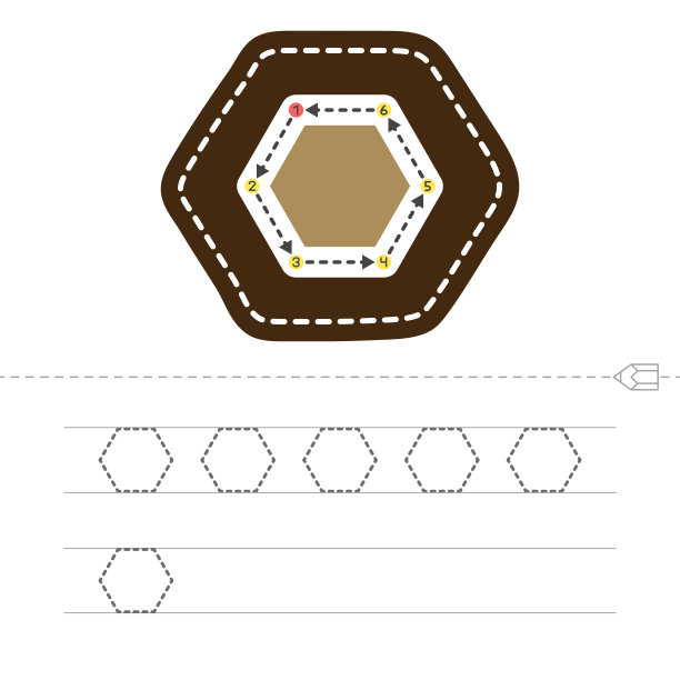 学习形状和几何图形。用于练习运动技能的学前或幼儿园作业。跟踪虚线。矢量插图。矢量图图片下载
