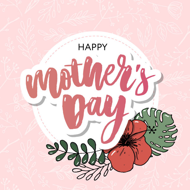 母亲节快乐优雅的字体粉红色横幅图片下载