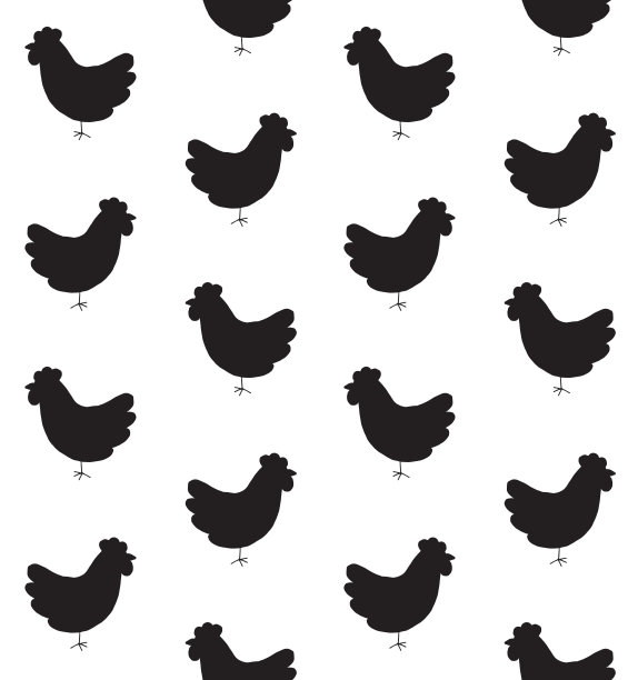 矢量无缝图案的涂鸦素描鸡轮廓图片下载
