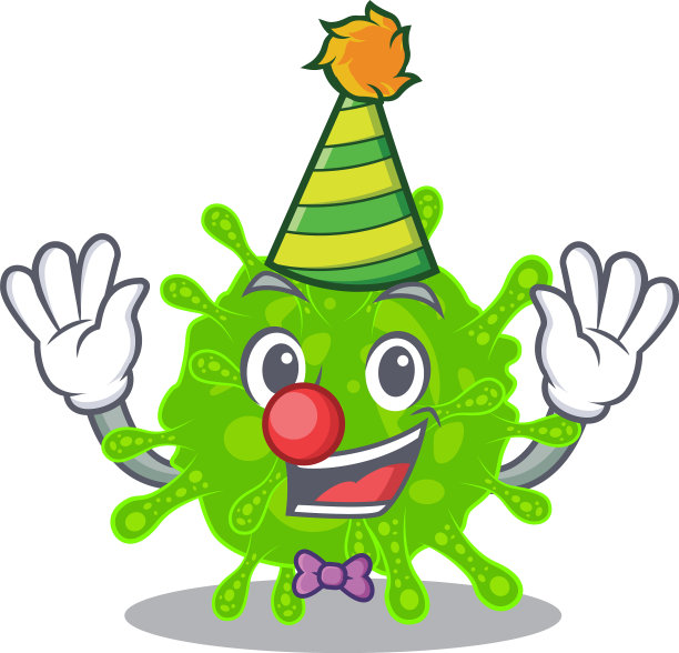 可爱和有趣的小丑黄病毒科卡通图片下载