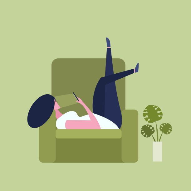 小女孩躺在沙发上，双腿向上，看着智能手机图片下载