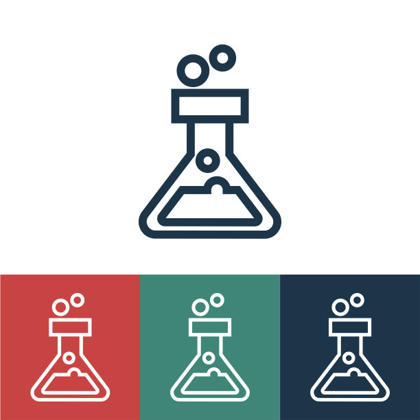 线性矢量图标与三角形化学瓶图片下载
