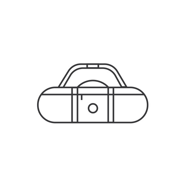 长板滑板袋-细线图标上孤立的白色背景。滑板背包-街头运动器材及配件轮廓插图，标志，符号。图片下载