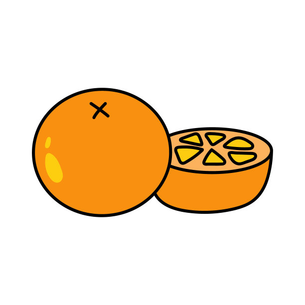 橙子切片水果。矢量图图片下载