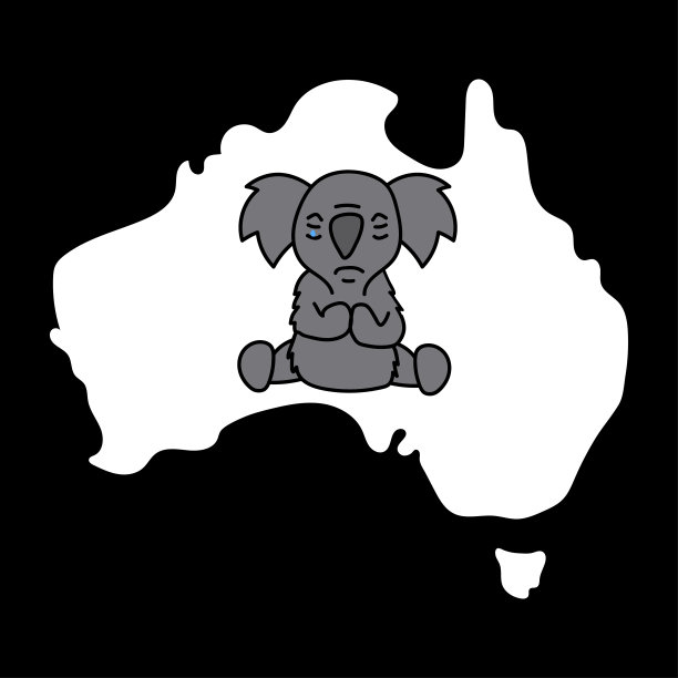 考拉为澳大利亚卡通矢量插图祈祷图片下载
