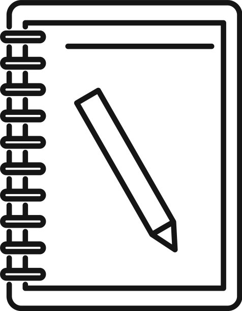 课文，铅笔，笔记本，图标，轮廓风格图片下载