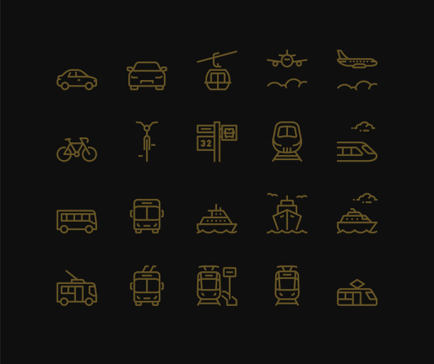 公共交通工具图标图片下载