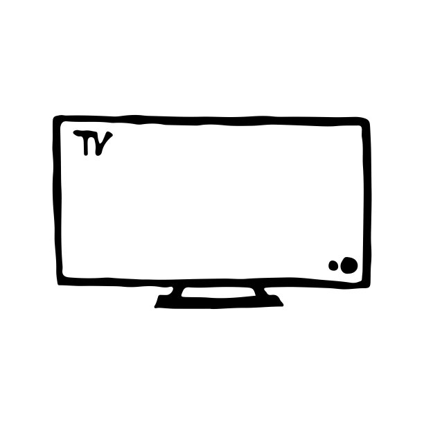 电视屏幕上。孤立在白色背景上。矢量插图。手绘图片下载