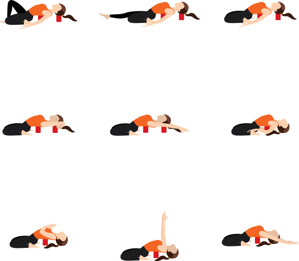 斜倚英雄瑜伽体式设置与积木图片下载