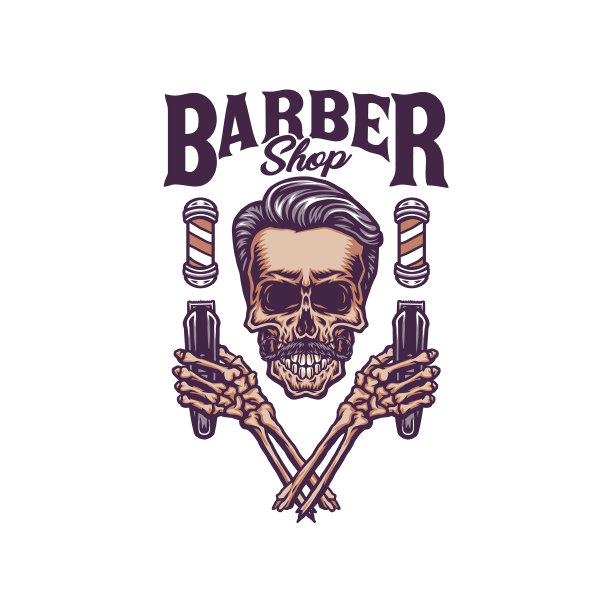 复古的理发师头骨图片下载