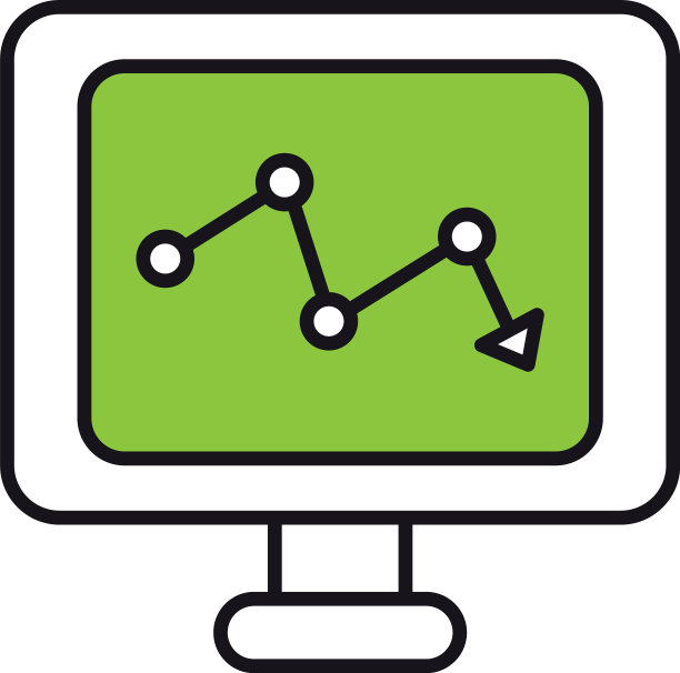 电脑与降下金融箭头图标图片下载