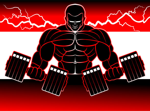 会徽标志一男子举起哑铃的力量图片下载