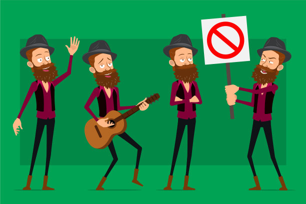 卡通可爱的潮男人物大设置图片下载