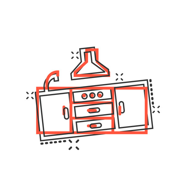 厨房家具图标在漫画风格的烹饪图片下载