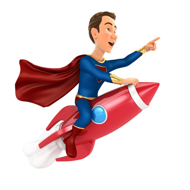 乘坐火箭飞行的3d超级英雄图片下载