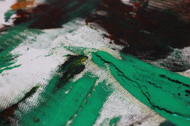 抽象画的背景有绿、红、黄。绘画抽象的背景纹理。图片下载