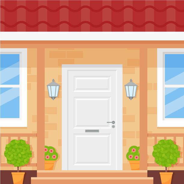 前门门廊房子在平面设计图片下载