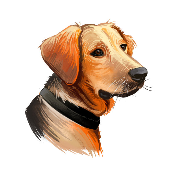 席勒斯托瓦狗的肖像孤立在白色。数码艺术插图手绘网，t恤印花和小狗封面设计。布拉克猎犬，瑞典猎犬品种。图片下载