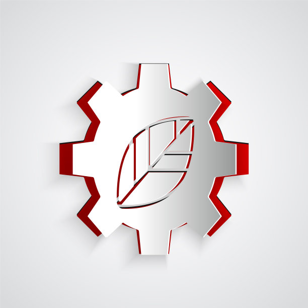 剪纸叶植物生态在齿轮机图标图片下载