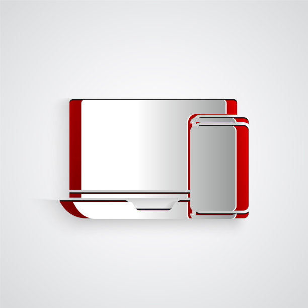 剪纸电脑显示器和手机图标图片下载