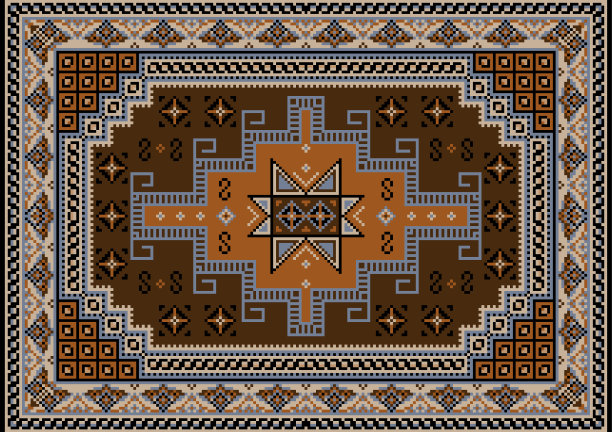 带有棕蓝黑色、米色和棕色的地毯图片下载