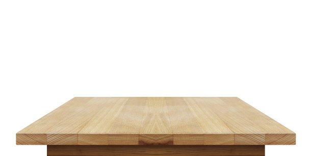 空木桌孤立在白色背景与剪切路径。图片下载