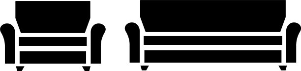 白色背景上的沙发图标图片下载