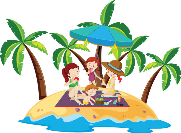 人们在海滩上玩的海洋场景图片下载