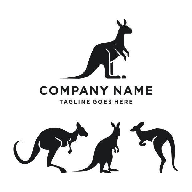 剪影袋鼠设置标志设计模板图片下载