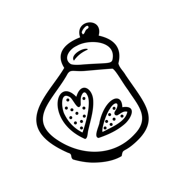 手绘糖碗在一个白色孤立的背景。厨房用具的元素。涂鸦，简单的大纲插图。可用于纺织品、纸张等表面的装饰。图片下载