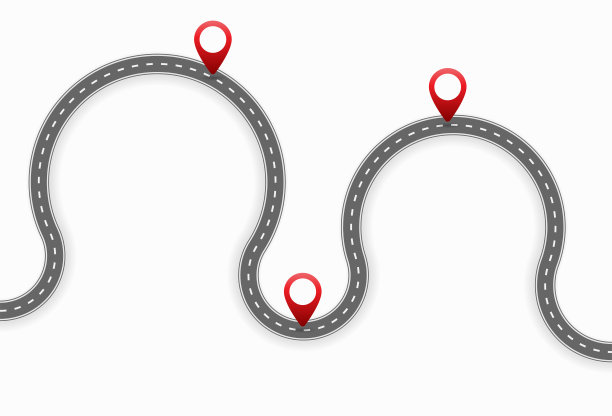 GPS指针在路上。卡通矢量图图片下载