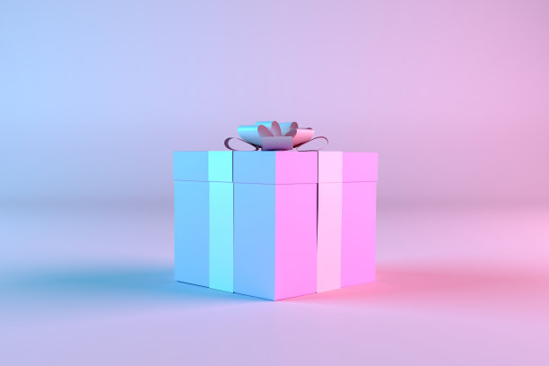 礼品盒，最小的3d设计颜色梯度背景图片下载