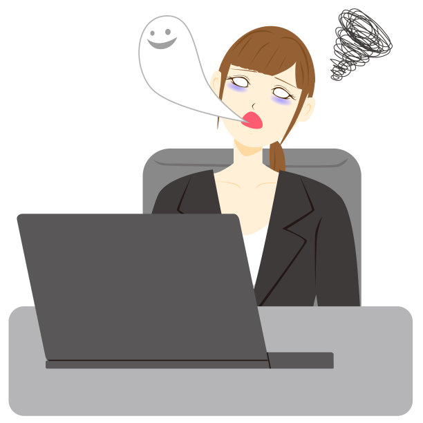 商务女性使用电脑。身体不适图片下载