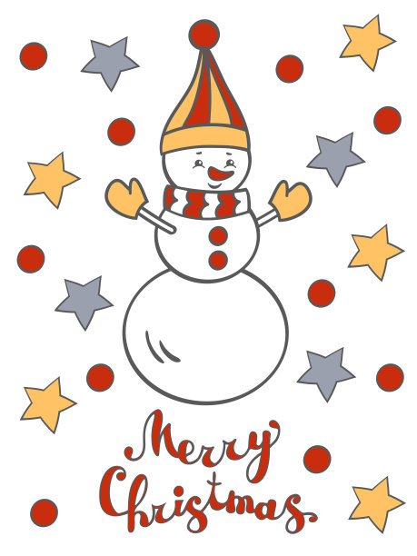 有雪人的圣诞贺卡图片下载
