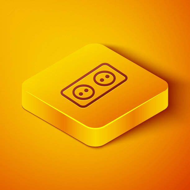 2.5D线性电源插座图标，橙色背景，矢量图图片下载