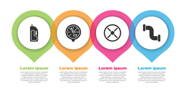 设置容器与排水清洁器，水表，工业阀门和工业金属管。业务信息模板。向量图片下载