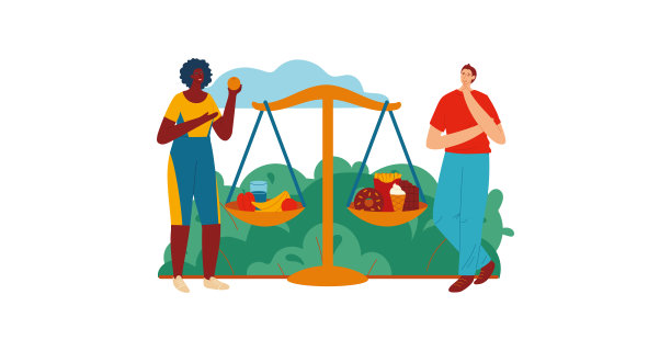 运动保健，增强免疫力，良好的户外习惯，健康饮食，卡通矢量插图，孤立上白。图片下载