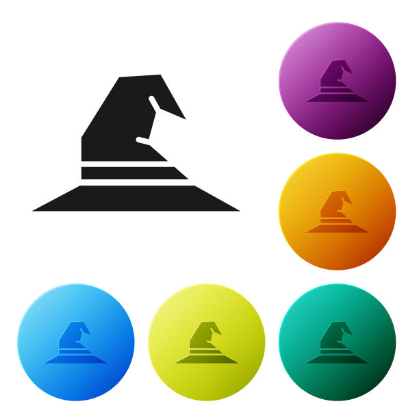 黑色女巫帽图标孤立在白色背景图片下载