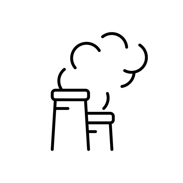 工厂的管道冒着烟。空气污染的线性图标图片下载