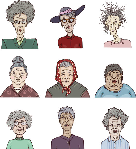 给老女人画退休老人的脸图片下载