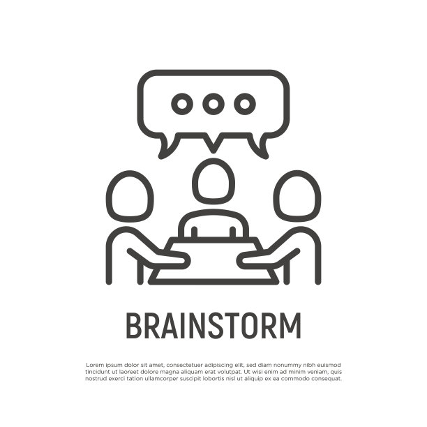 协作，团队合作细线图标:人在头脑风暴。成功的沟通。现代向量插图。图片下载