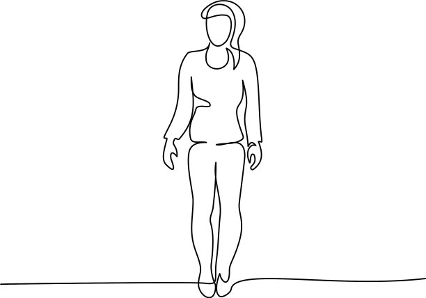 一条连续的线画着一个站着的女人图片下载