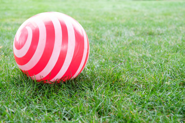 红球在绿草上图片下载