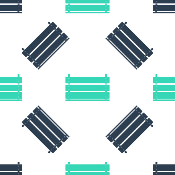 绿色木箱图标隔离无缝模式的白色背景。杂货篮，仓库板条箱。空的蔬菜、产品木制容器。向量图片下载