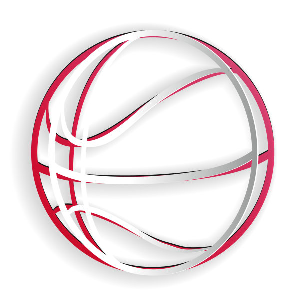 剪纸篮球图标孤立的白色背景。运动的象征。纸艺术风格。向量图片下载