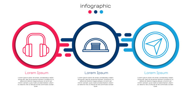 设置线路耳机、机库、城市地图导航信息图。业务信息模板。向量图片下载