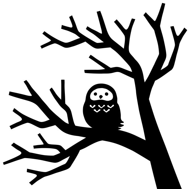 一只猫头鹰栖息在一棵光秃秃的树上的插图图片下载