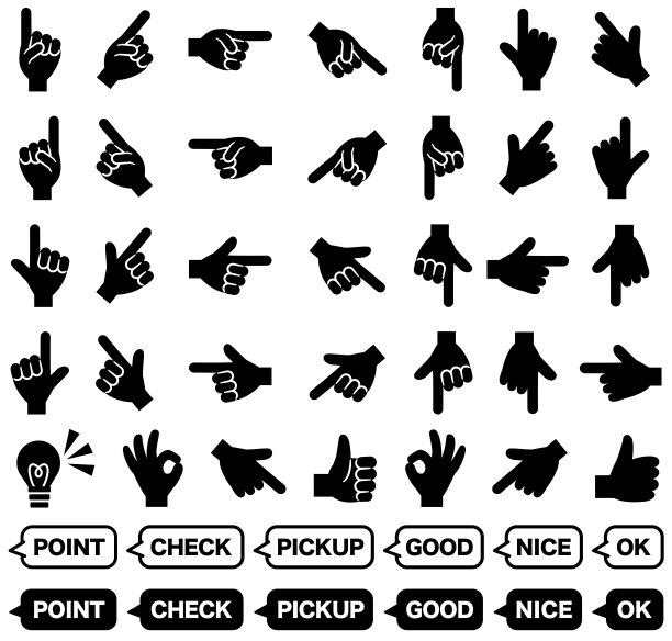 单色手指箭头图标图片下载