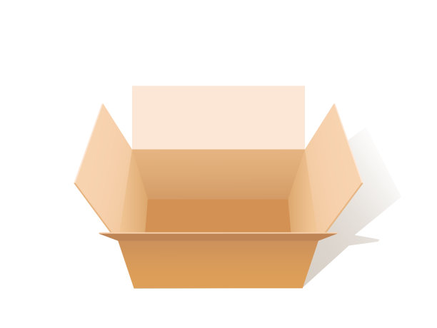 打开带有阴影的纸板箱，空盒子，白色背景上孤立的矢量插图图片下载